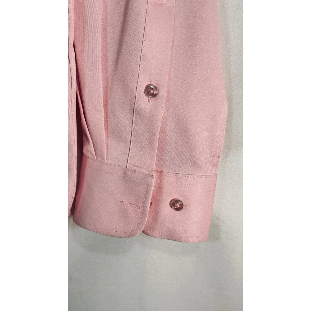 Alimens & Gentle Flex Mens Pink Long Sleeve Button Down Dress Shirt Size L Tall - Picture 6 of 13
